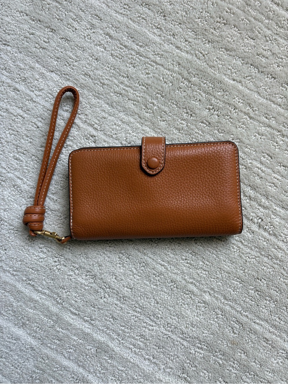 Vera Bradley Cognac Brown Leather Wristlet Wallet
